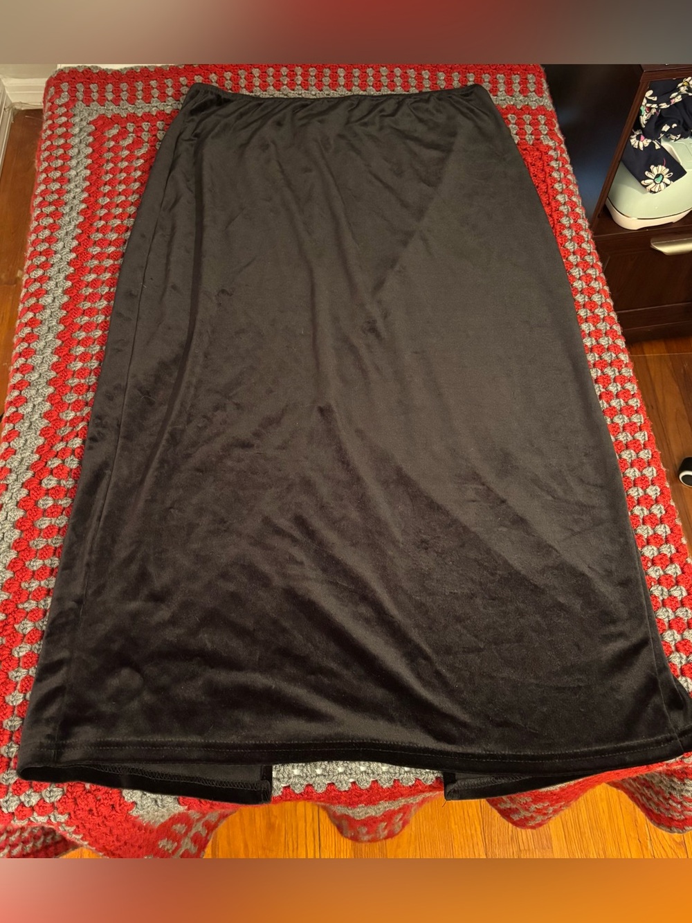 Vintage Beware Brand Velvet Black Maxi Skirt Size 2XL Witchy Goth Grunge plus
